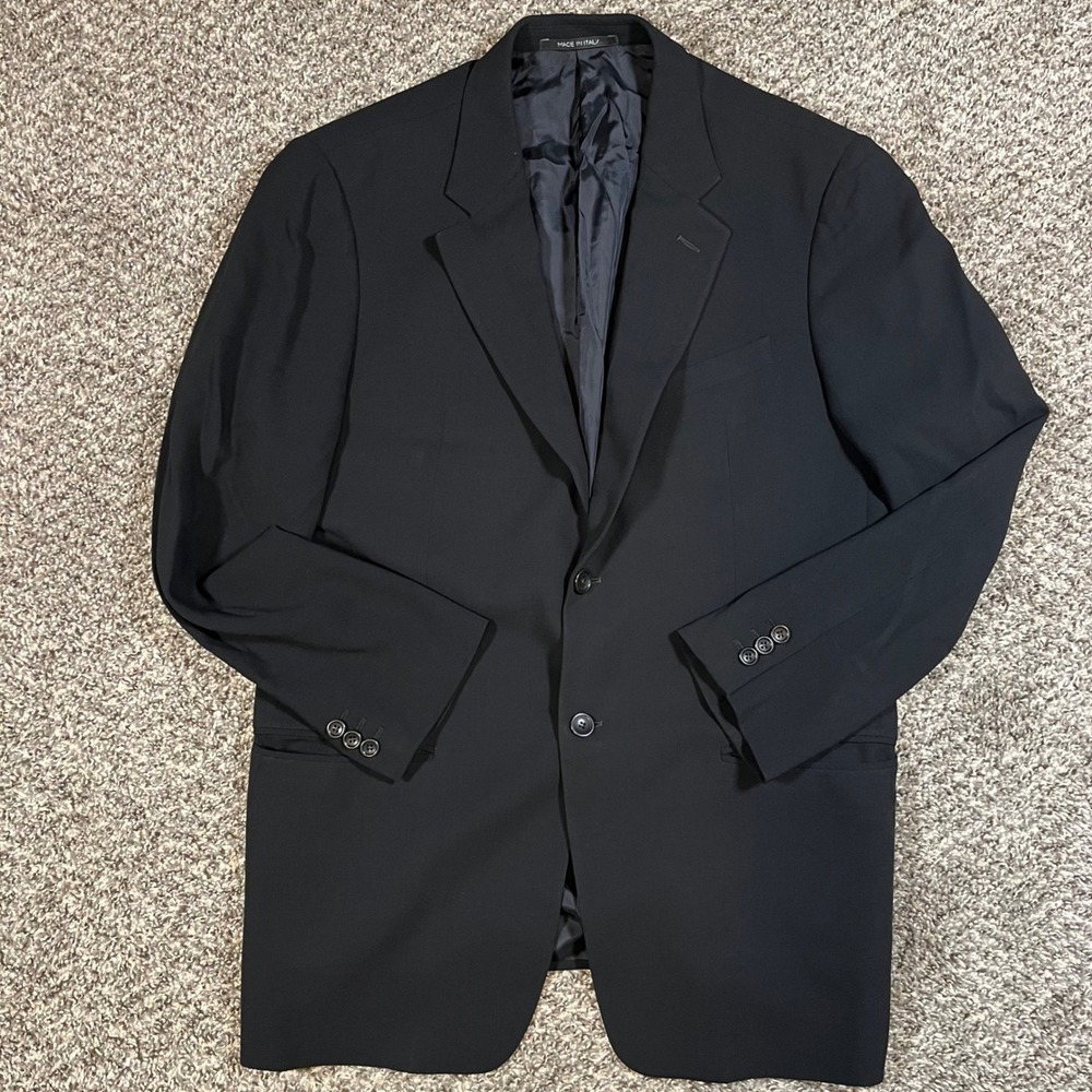 Armani Collezioni Vintage Black Wool Blazer 42R Drop 6 Made in Italy